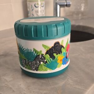 Kids Thermos Jungle Themed Insulated Food Container With Foldable Spoon And Fork
